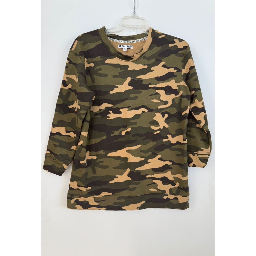 Attic Salt Women's Size Medium Camo Crew Neck Sweatshirt Long‎ Sleeve Casual Top